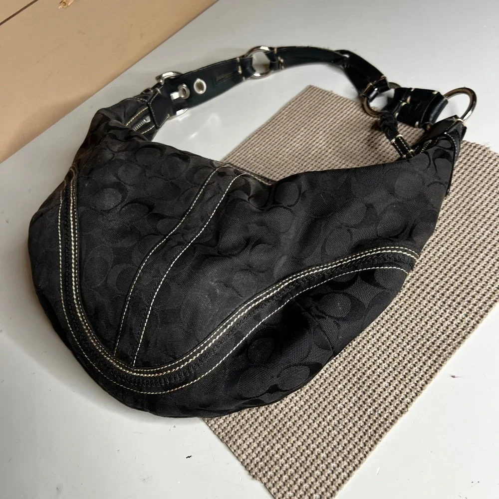 Coach Ergo Signature Jacquard Hobo Bag Black Monogram K0668-10601